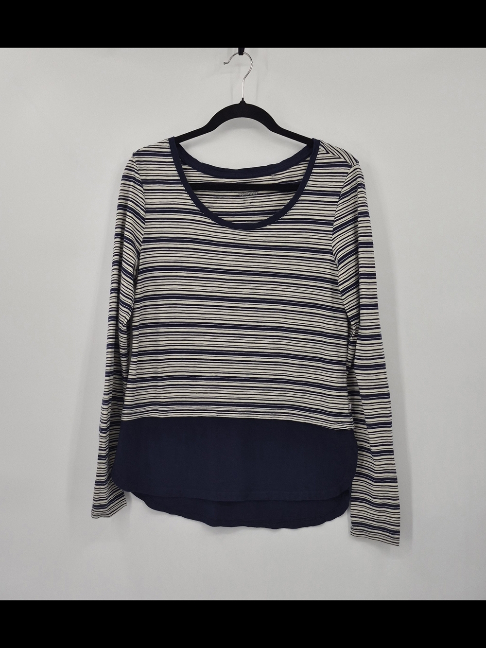 Toad & Co Striped Long Sleeve Shirt Organic Cotton Layered Look Casual Med